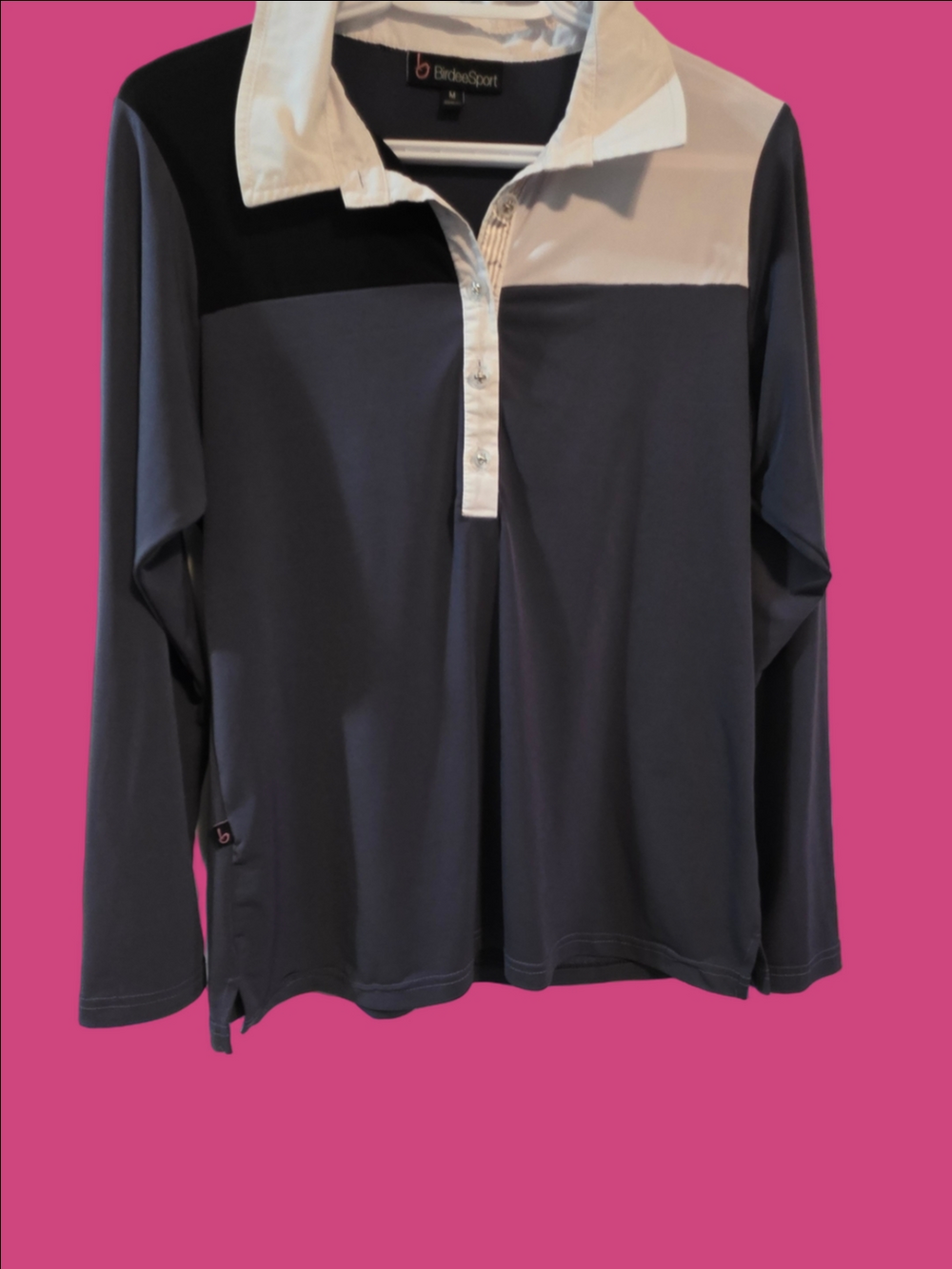 4/$67 Deal! BirdeeSport Polo Shirt in Grey and White